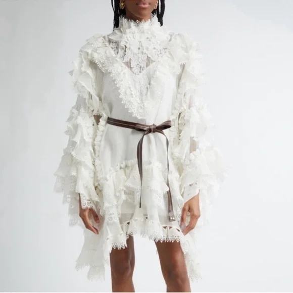 New Authentic Zimmermann Crush Heart Trim Long Sleeve Minidress Size Medium - Picture 4 of 15